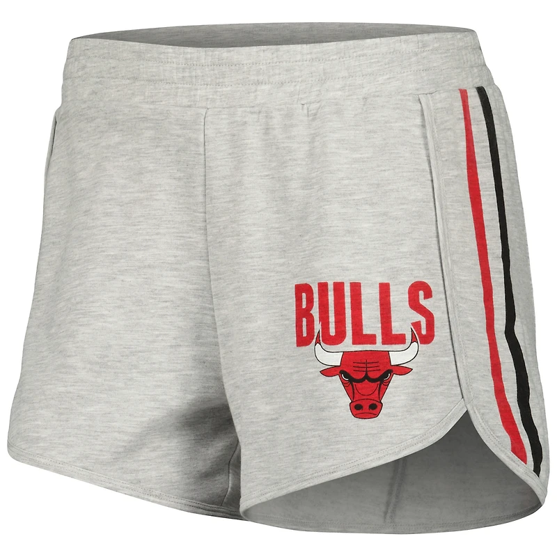 Ensemble de nuit pour femme Concepts Sport Grey Chicago Bulls Cedar avec haut à manches longues et short