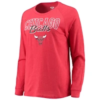 Concepts Sport Heathered Black/Heathered Red T-shirt et short à manches longues raglan Chicago Bulls pour femme