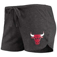 Concepts Sport Heathered Black/Heathered Red T-shirt et short à manches longues raglan Chicago Bulls pour femme