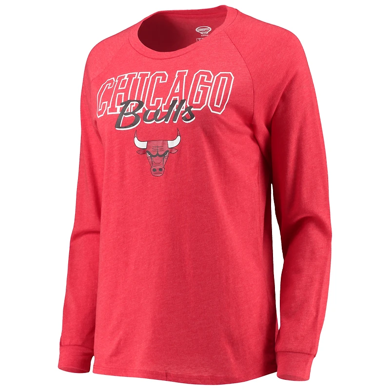 Women's Concepts Sport Heathered Black/Heathered Red Chicago Bulls Raglan Long Sleeve Top & Shorts Sleep Set