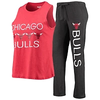 Ensemble de nuit avec débardeur et pantalon Chicago Bulls Concepts Sport pour femme rouge chiné/noir chiné