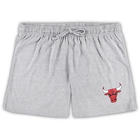 Concepts Sport T-shirt à manches longues et short taille plus Chicago Bulls pour femme Rouge/gris chiné Ensemble de nuit