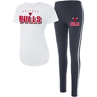 Ensemble de nuit pour femme Concepts Sport blanc/anthracite avec haut et legging Sonata des Chicago Bulls