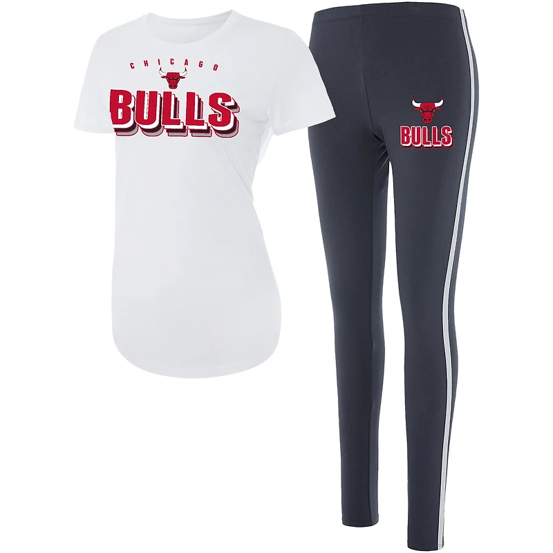 Ensemble de nuit pour femme Concepts Sport blanc/anthracite avec haut et legging Sonata des Chicago Bulls