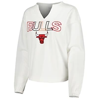 Women's Concepts Sport  White Chicago Bulls Sunray Notch Neck Long Sleeve Top