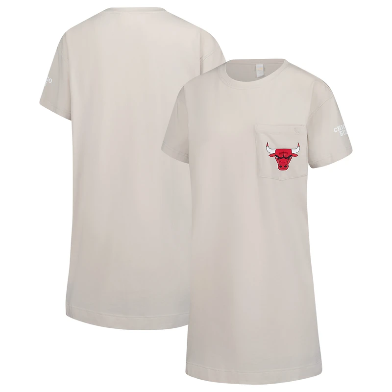 Women's Cream Chicago Bulls Effortless Tri-Blend T-Shirt Dress