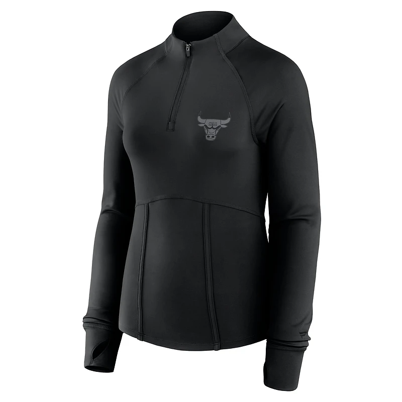 Women's Fanatics Black Chicago Bulls Elements Match Raglan Quarter-Zip Top