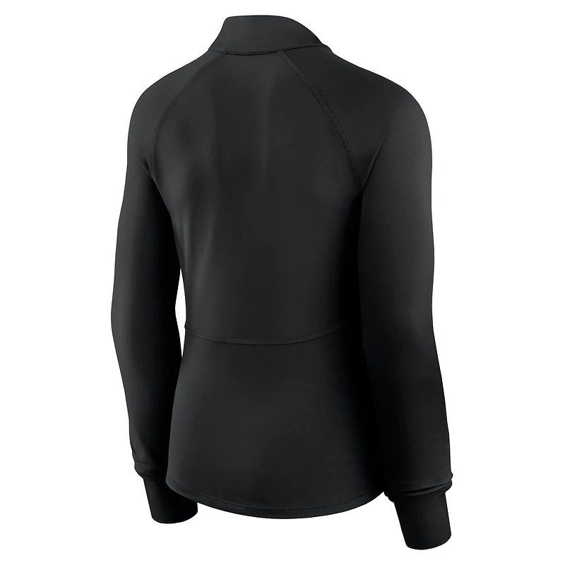 Women's Fanatics Black Chicago Bulls Elements Match Raglan Quarter-Zip Top