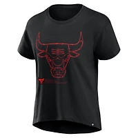 Women's Fanatics  Black Chicago Bulls Hand Check T-Shirt