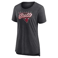 Women's Fanatics Heathered Charcoal Chicago Bulls True Classics Tri-Blend T-Shirt
