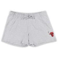 Ensemble combiné t-shirt et short grande taille Fanatics pour femmes, rouge/gris chiné, Chicago Bulls