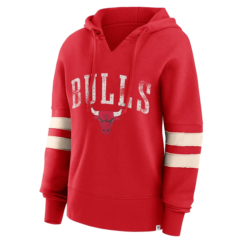 Sweat à capuche rouge Fanatics Chicago Bulls Bold Move Dolman col en V pour femmes