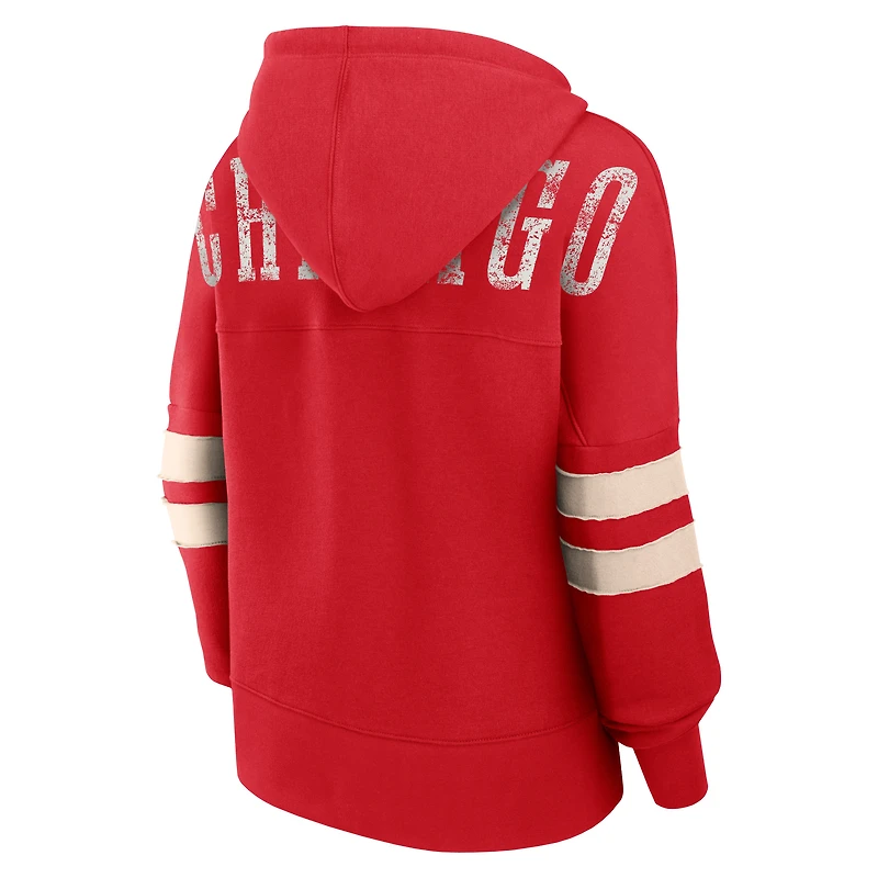 Sweat à capuche rouge Fanatics Chicago Bulls Bold Move Dolman col en V pour femmes