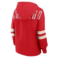 Sweat à capuche rouge Fanatics Chicago Bulls Bold Move Dolman col en V pour femmes
