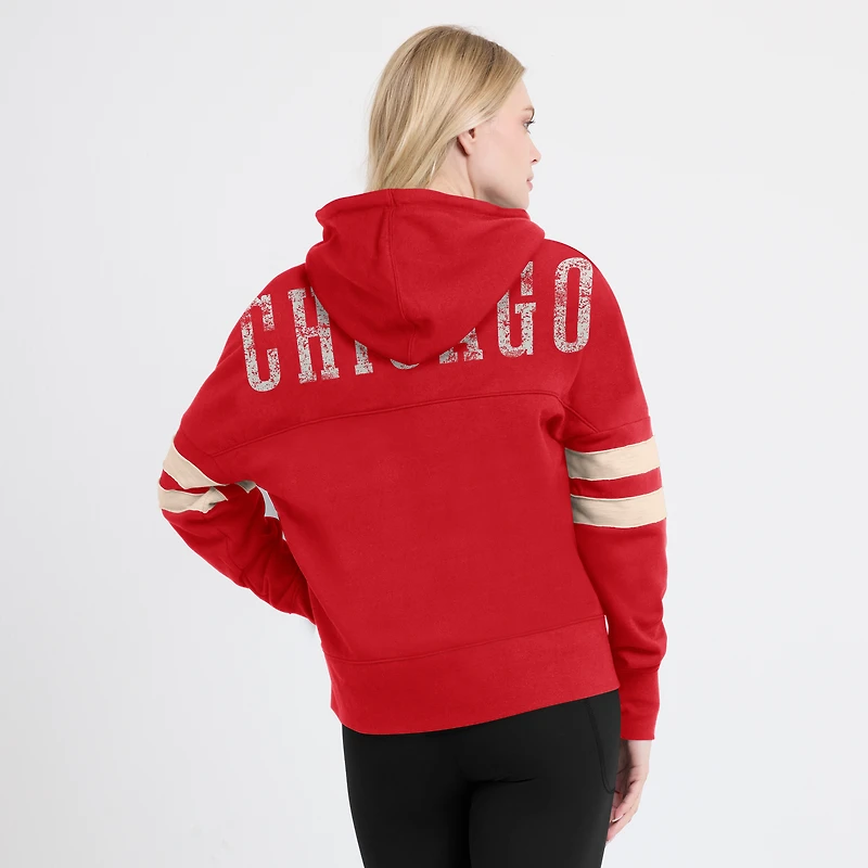 Sweat à capuche rouge Fanatics Chicago Bulls Bold Move Dolman col en V pour femmes
