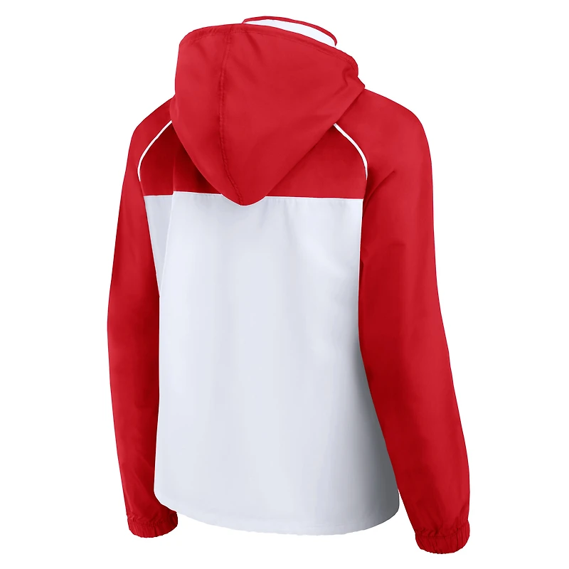 Women's Fanatics White/Red Chicago Bulls Anorak Raglan Full-Zip Hoodie Jacket