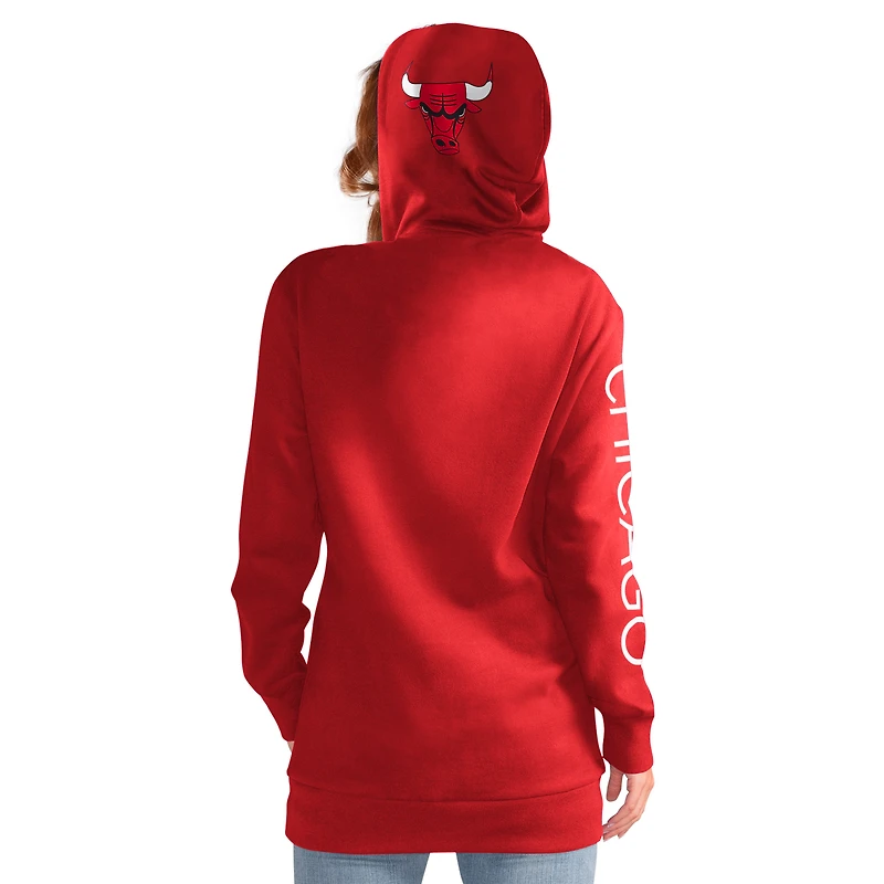 Women's G-III 4Her by Carl Banks Red Chicago Bulls Base Coach Pullover Hoodie