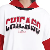 Women's G-III 4Her by Carl Banks  White/Red Chicago Bulls Key Player Oversized Hooded Long Sleeve T-Shirt