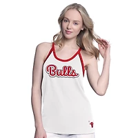 Women's G-III 4Her by Carl Banks White Chicago Bulls Curveball Racerback Scoop Neck Slub Tank Top