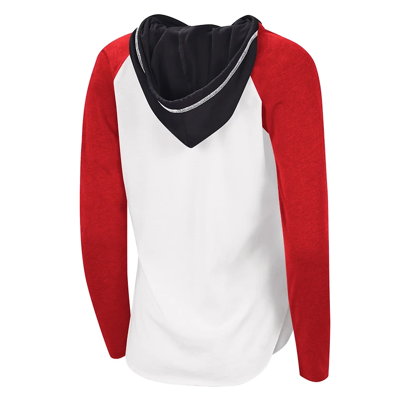 Women's G-III 4Her by Carl Banks White Chicago Bulls MVP Raglan Hoodie Long Sleeve T-Shirt