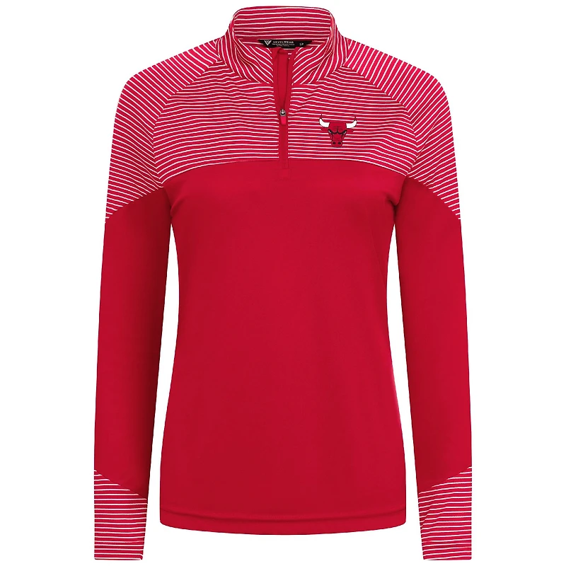 Haut à glissière quart de tour rayures classiques rouges des Chicago Bulls pour femme Levelwear