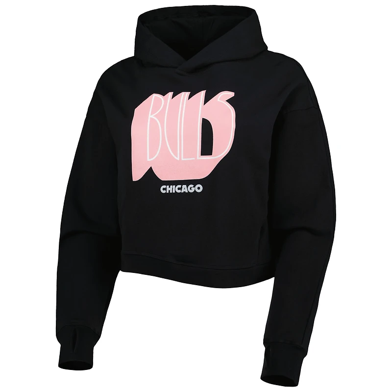 Chandail à capuchon court Chicago Bulls Layla World Tour Lusso pour femme, noir
