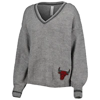 Chandail à encolure en V tri-mélange manches lanterne Chicago Bulls Scarletts pour femme gris Lusso