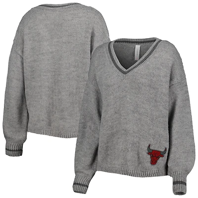 Chandail à encolure en V tri-mélange manches lanterne Chicago Bulls Scarletts pour femme gris Lusso