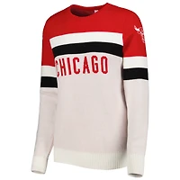 Women's Lusso Red/Cream Chicago Bulls Dominique Pullover Sweater