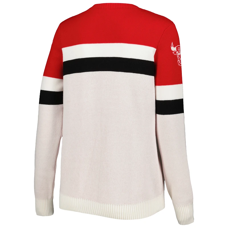 Women's Lusso Red/Cream Chicago Bulls Dominique Pullover Sweater
