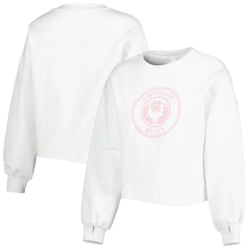Chandail pour femme Lusso White Chicago Bulls Lola Ball and Chain Pullover