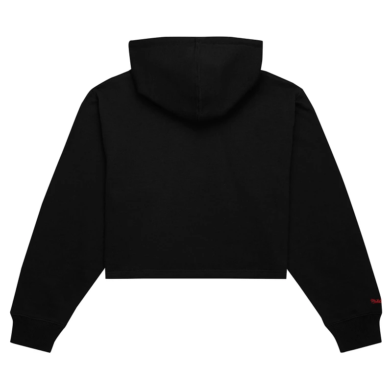 Sweat à capuche court Mitchell & Ness Chicago Bulls Hardwood Classics pour femme, noir