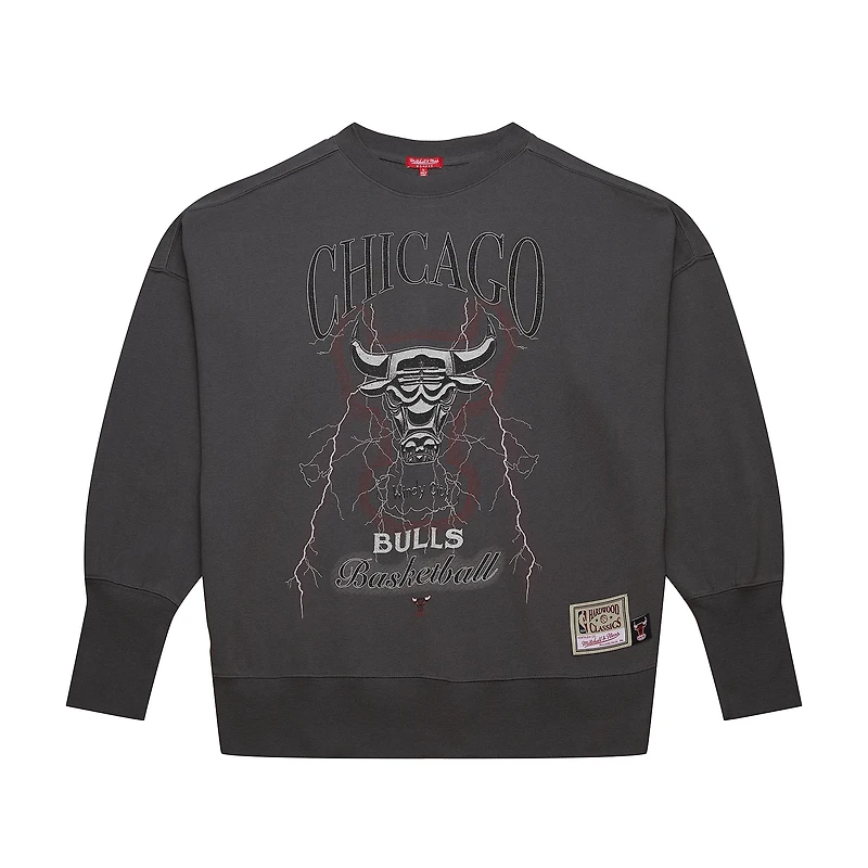 Women's Mitchell & Ness Charcoal Chicago Bulls Hardwood Classics Lightweight Pullover Sweatshirt