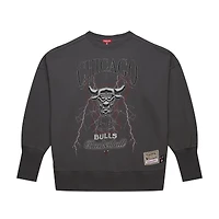 Women's Mitchell & Ness Charcoal Chicago Bulls Hardwood Classics Lightweight Pullover Sweatshirt