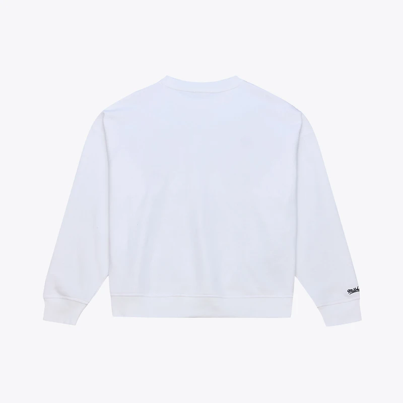 Women's Mitchell & Ness  White Chicago Bulls Lightweight Block Letter Sweatshirt