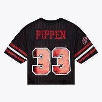 Women's Mitchell & Ness x DANNIJO Scottie Pippen Black Chicago Bulls Cropped Football Fashion Jersey