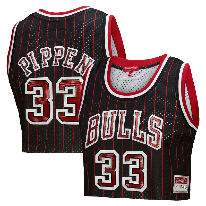 Maillot de basket-ball court Mitchell & Ness x DANNIJO Scottie Pippen noir pour femme des Chicago Bulls