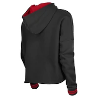 Sweat à capuche noir New Era Chicago Bulls Boxy Raw Edge pour femme