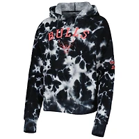 Women's New Era Black Chicago Bulls Brushed Cotton Tie-Dye Pullover Hoodie