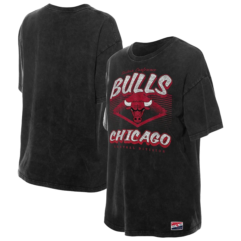 T-shirt oversize noir Chicago Bulls Throwback Mineral Wash pour femme de New Era