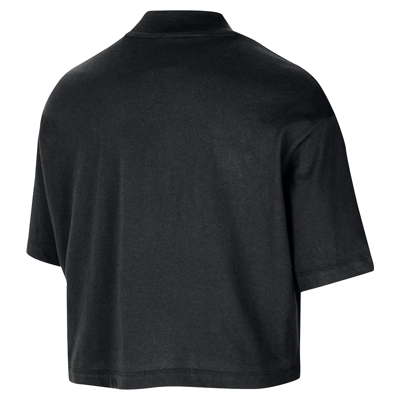 T-shirt court ample à col montant Nike Chicago Bulls Courtside pour femme, noir