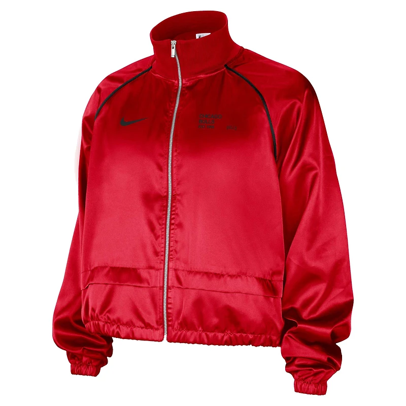 Veste zippée Nike Courtside Retro Fly Raglan pour femme des Chicago Bulls Red