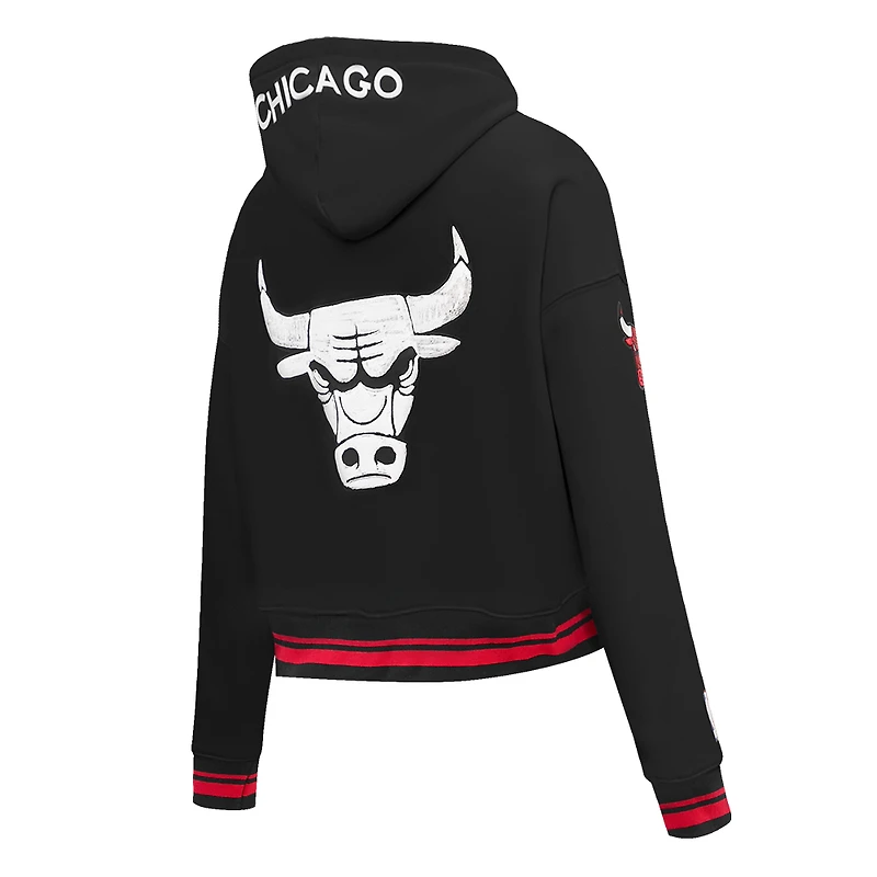 Women's Pro Standard Black Chicago Bulls 2023/24 City Edition Cropped Pullover Hoodie