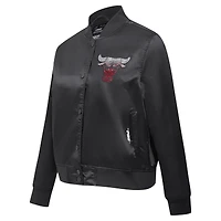 Veste Pro Standard noire à boutons-pression en satin et strass des Chicago Bulls pour femme