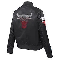 Veste Pro Standard noire à boutons-pression en satin et strass des Chicago Bulls pour femme