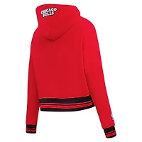 Women's Pro Standard Red Chicago Bulls Script Tail Cropped Pullover Hoodie
