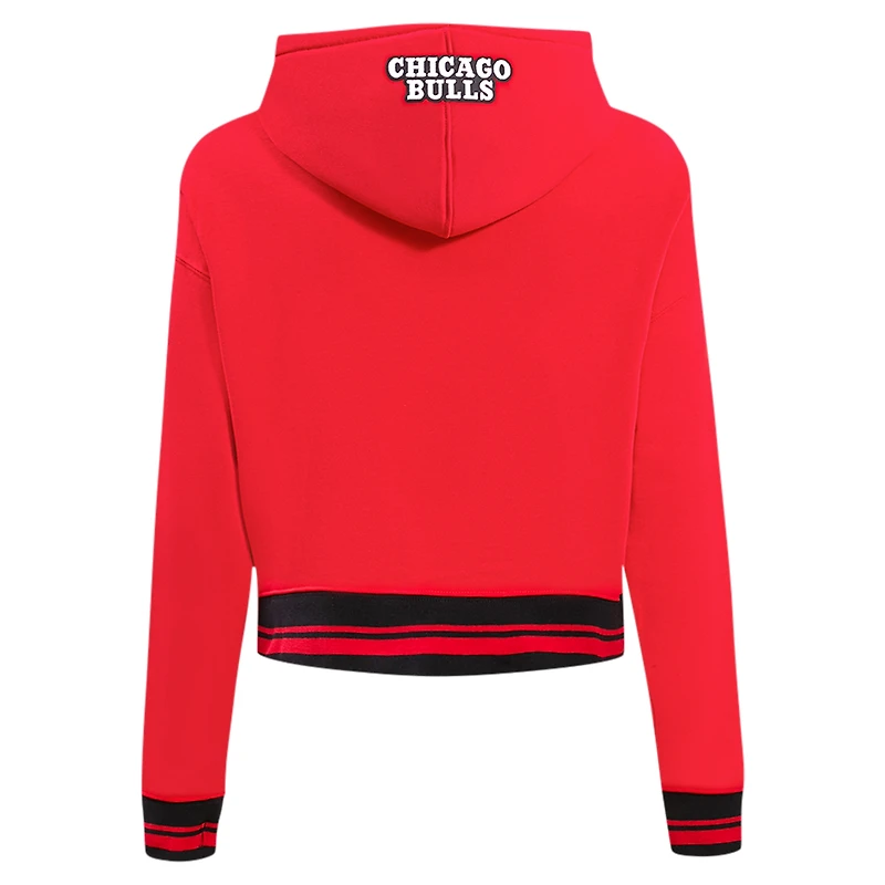 Women's Pro Standard Red Chicago Bulls Script Tail Cropped Pullover Hoodie