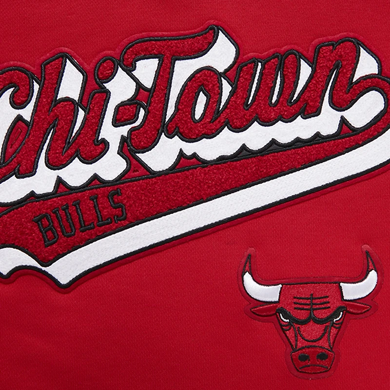Women's Pro Standard Red Chicago Bulls Script Tail Cropped Pullover Hoodie