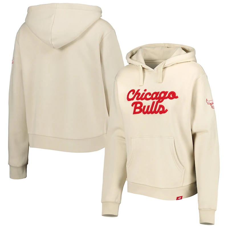 Women's Sportiqe Cream Chicago Bulls Leona Ava Fleece Tri-Blend Pullover Hoodie