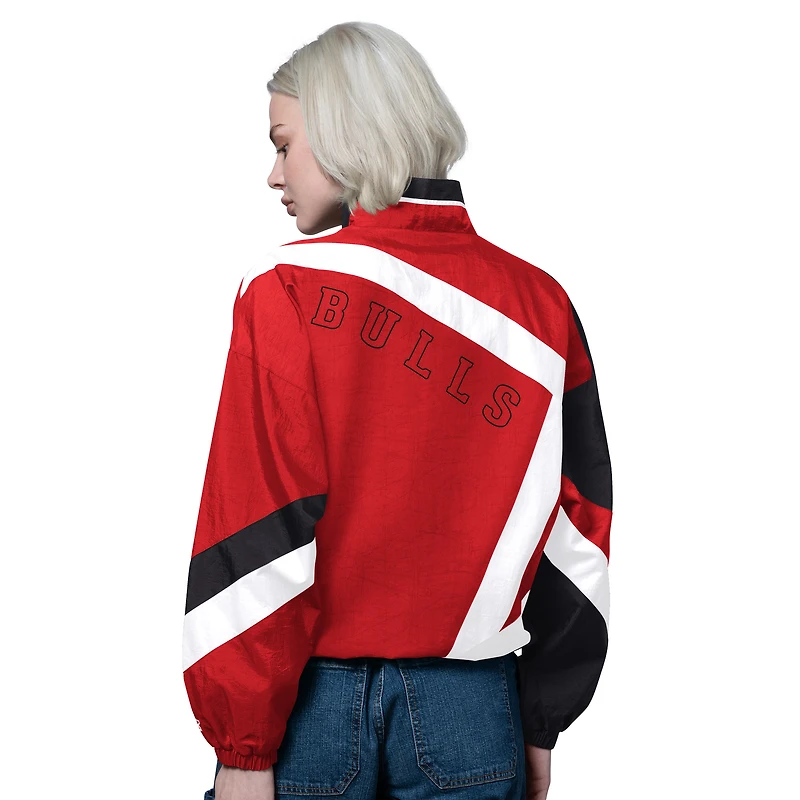 Veste zippée rouge/noire Starter pour femme des Chicago Bulls, 1er quart-temps